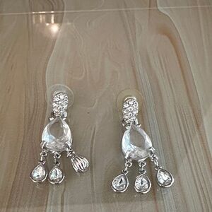 Elegant Silver Crystal Drop Earrings
